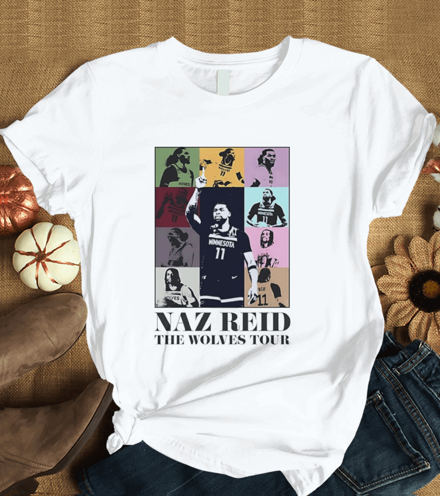 Minnesota Timberwolves Naz Reid Wolves Tour Montage T-Shirt