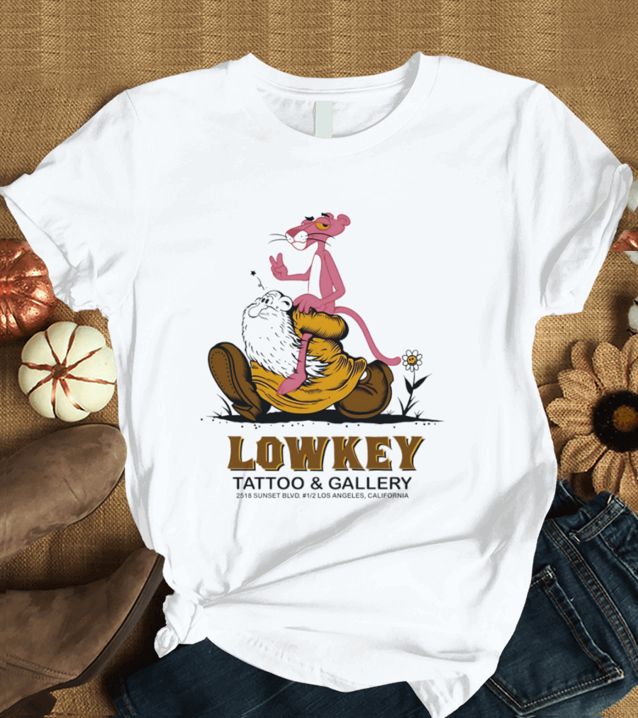 Pink Panther Lowkey Tattoo Gallery 2516 Sunset Blvd Los Angeles California T-Shirt