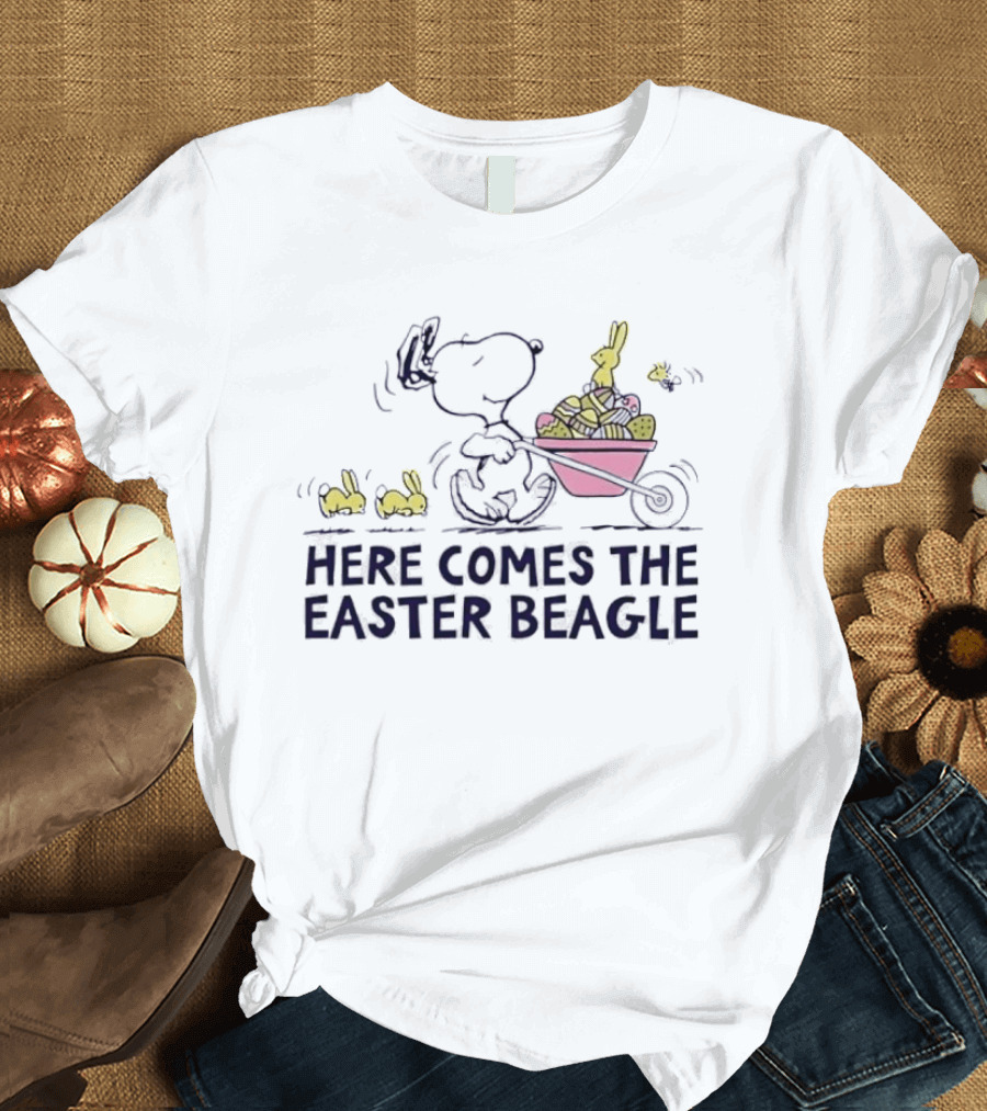 Snoopy Easter Beagle With Bunnies And Basket T-Shirt