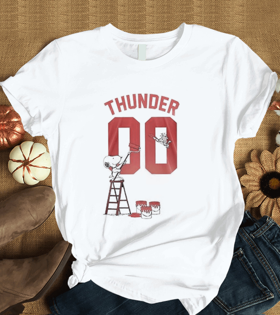 Thunder 00 Oklahoma City Snoopy Basketball Collaboration T-Shirt