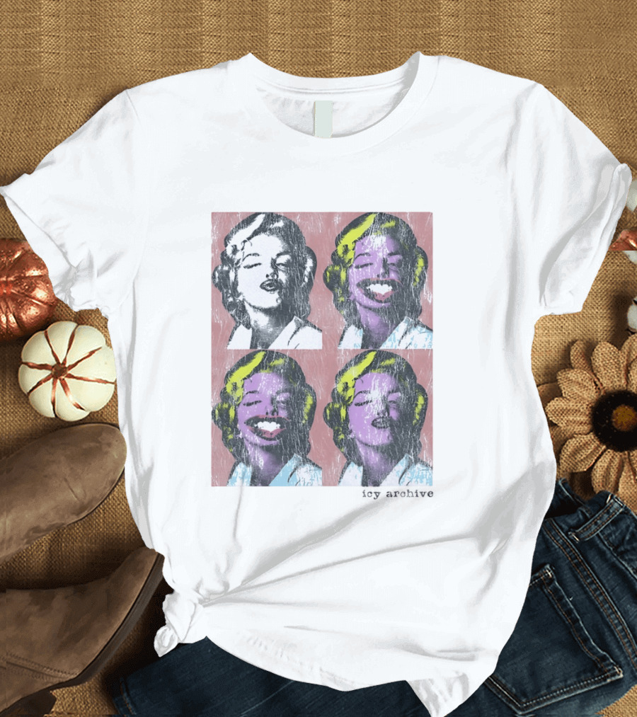 Marilyn Monroe Face Pop Art Style Vintage Grid Warhol Influence T-Shirt