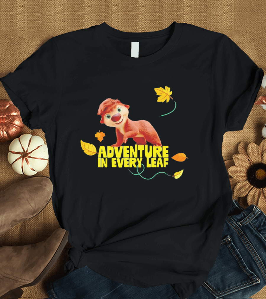 Adventure In Every Leaf Sid The Sloth Character With Autumn Leaves T-Shirt