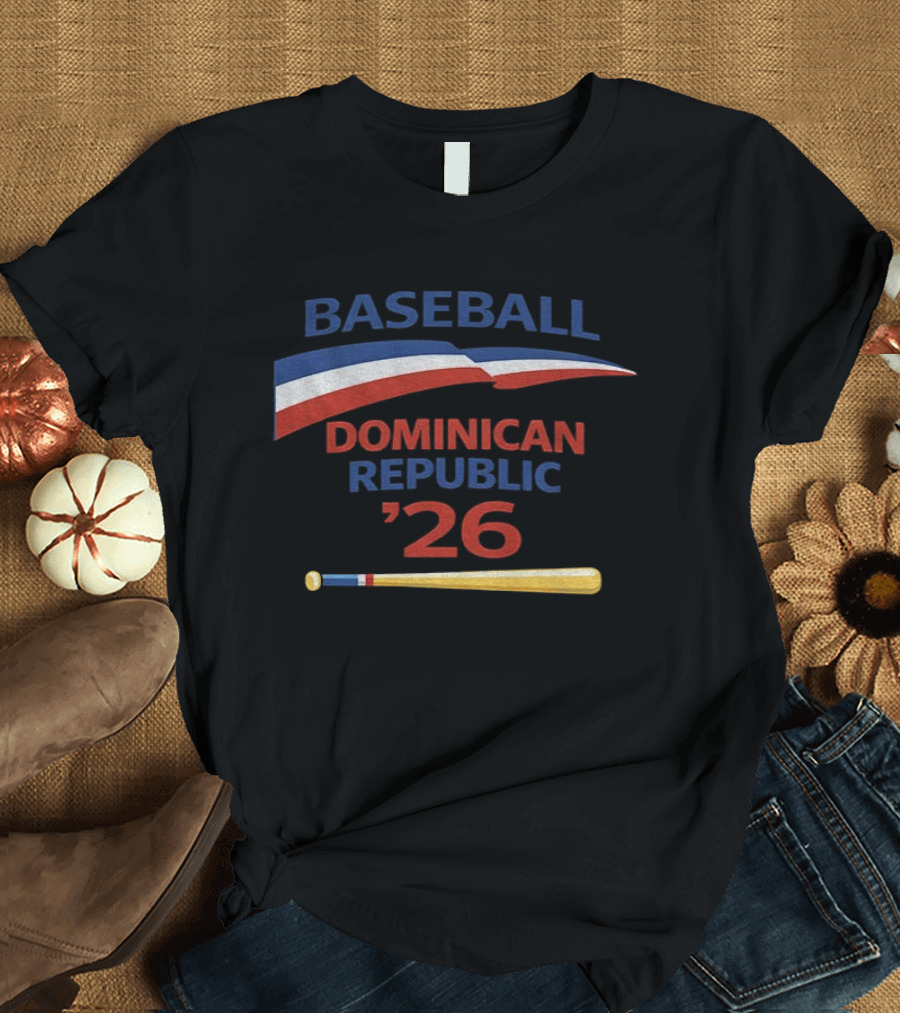 Dominican Republic Baseball 2026 Flag And Bat T-Shirt