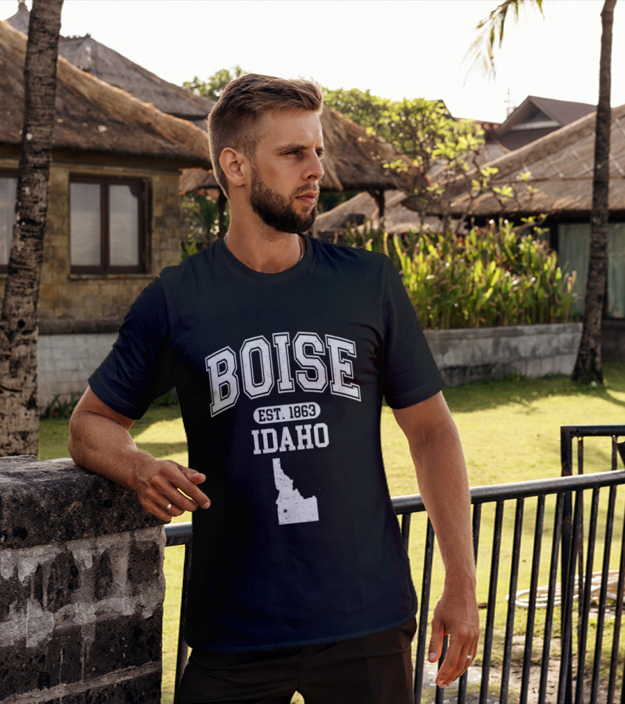 Boise Idaho Est 1863 Varsity Map T-Shirt