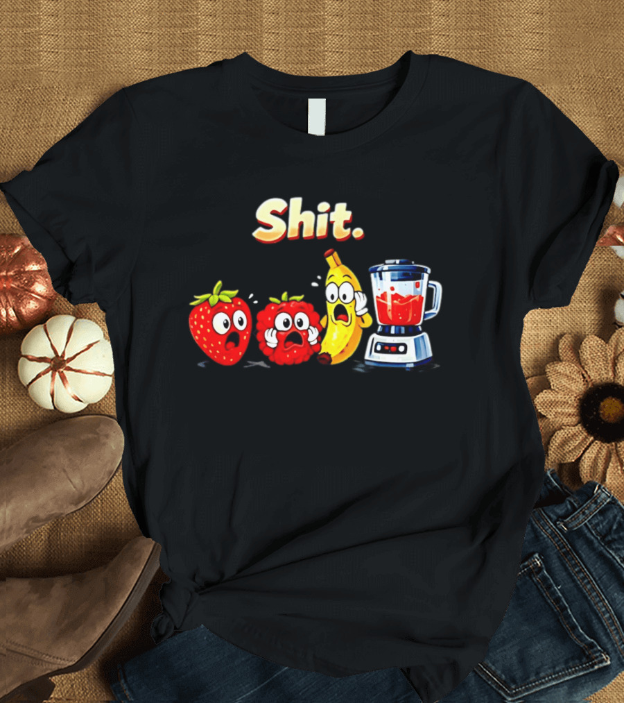 Panic Fruit Characters Blender Humor Smoothie Shit T-Shirt