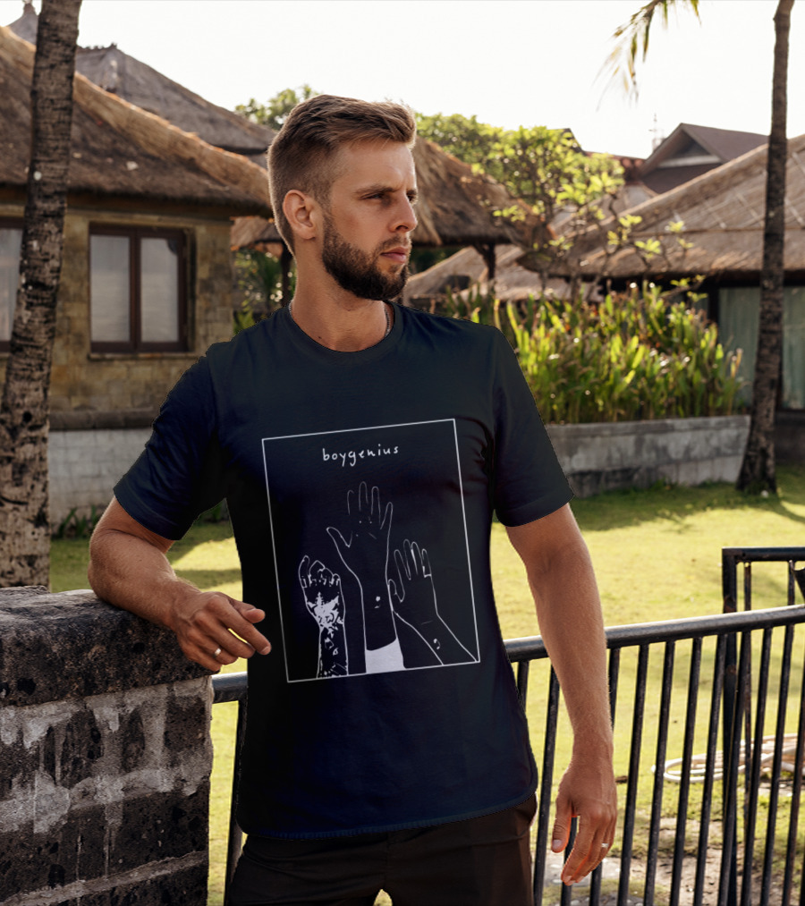 Boygenius Three Raised Hands White Line T-Shirt