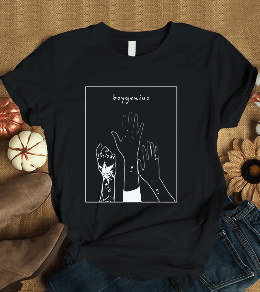 Boygenius Three Raised Hands White Line T-Shirt
