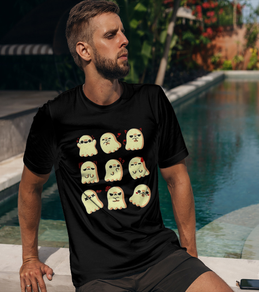 Ghost Emotions Cute Cartoon Ghosts With Various Expressions Halloween T-Shirt
