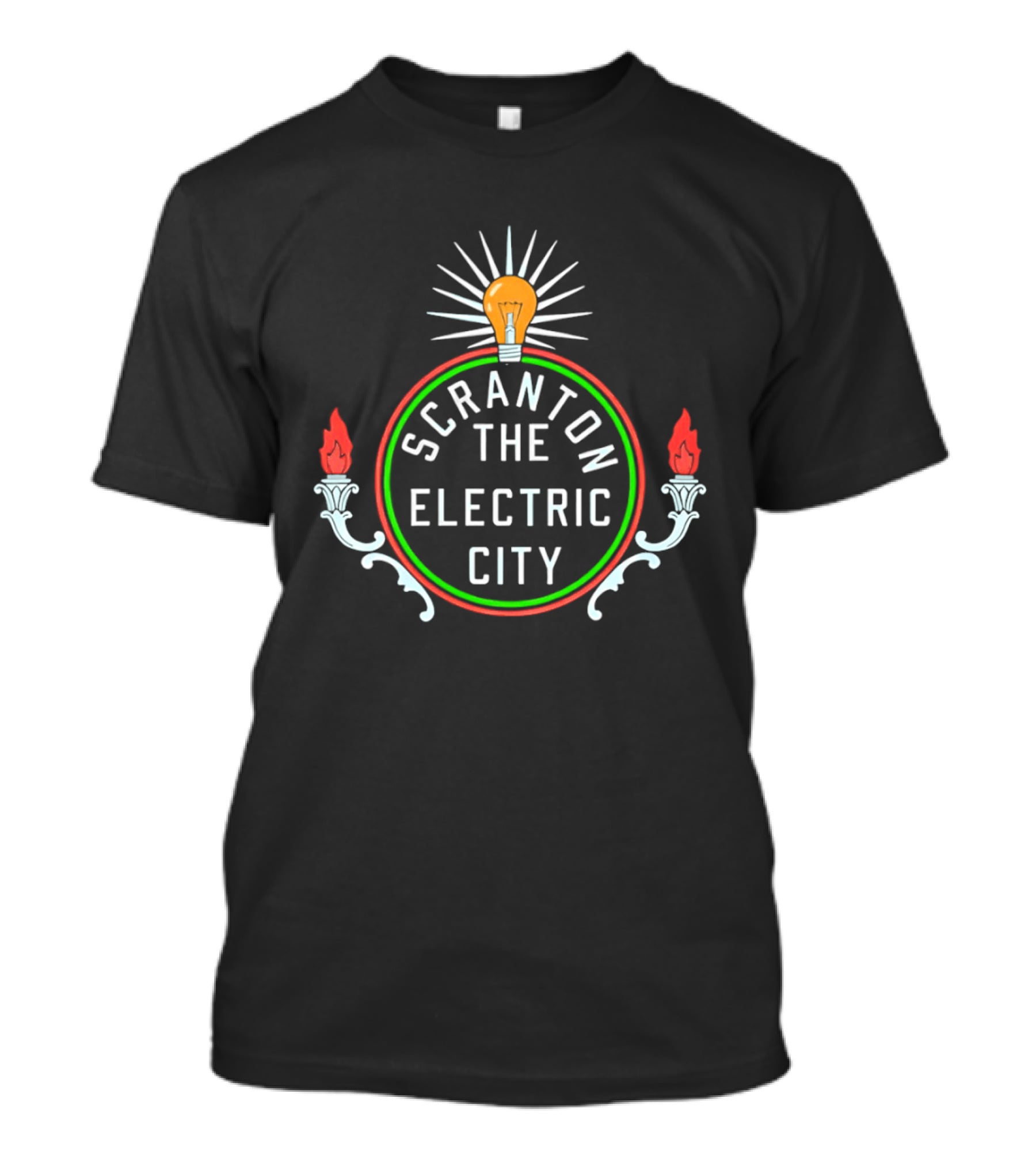 Scranton The Electric City Neon Lightbulb T-Shirt