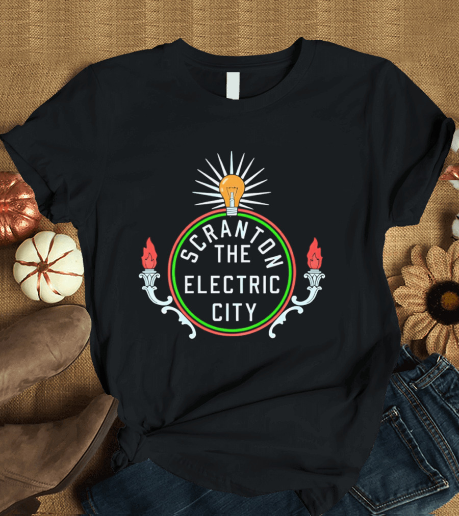 Scranton The Electric City Neon Lightbulb T-Shirt