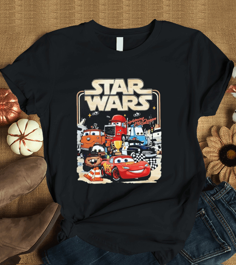 STAR WARS Lightning McQueen Racing Adventure With Cars Characters T-Shirt