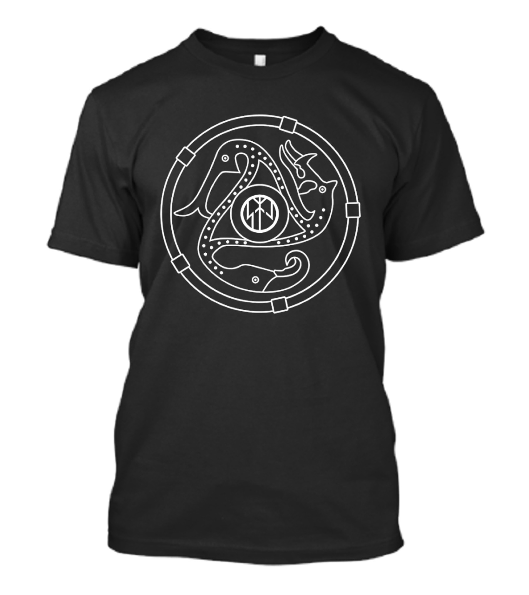 Nordic Triskelion Viking Rune Symbol With Dragon Motif T-Shirt