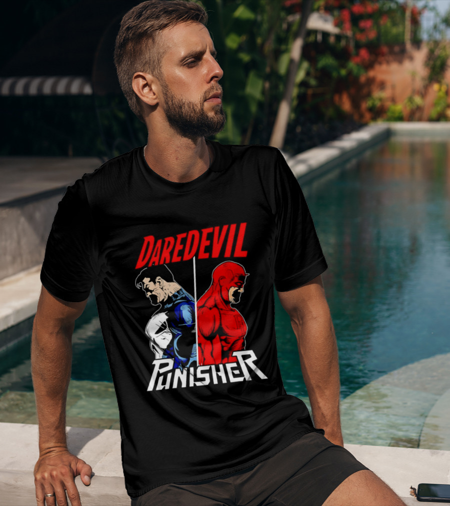 Daredevil Punisher Split Silhouette Marvel Characters T-Shirt