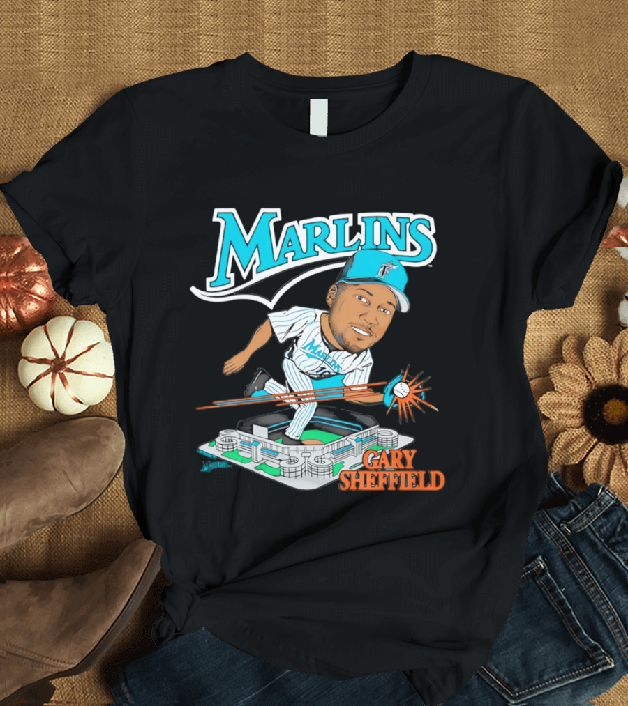 Florida Marlins Gary Sheffield Caricature Baseball MLB Player T-Shirt