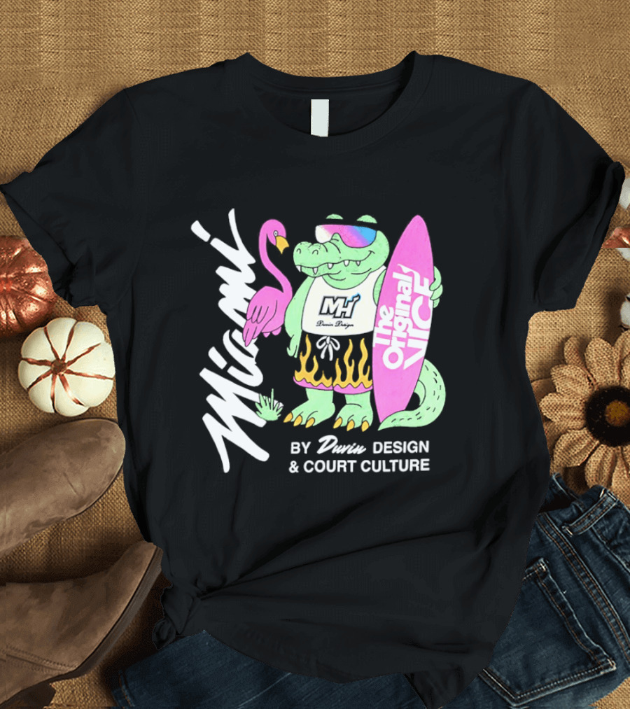 Miami Gator Flamingo Vibe The Original Vice by Dunin Court Culture T-Shirt