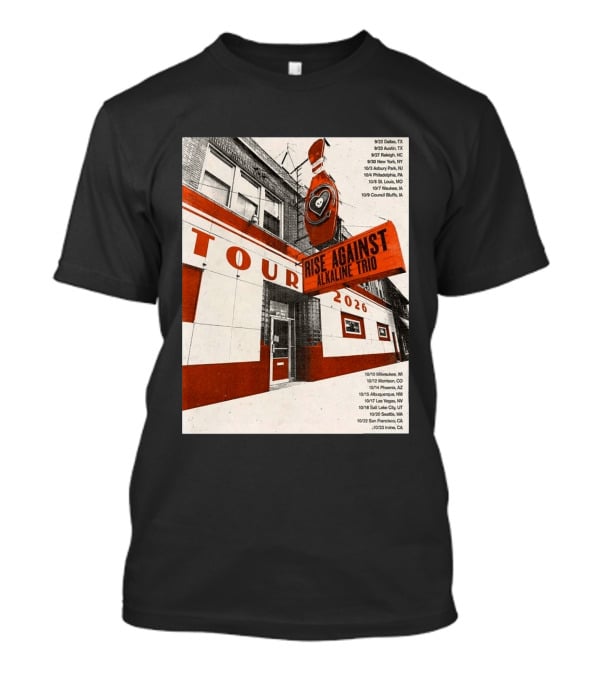 Rise Against Alkaline Trio Tour 2026 North America Dates Dallas Austin Chicago Seattle T-Shirt