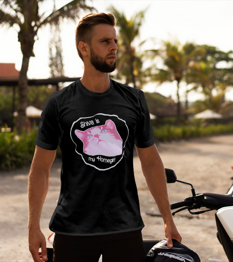Shiva Is My Homegirl Pink Cat Face T-Shirt
