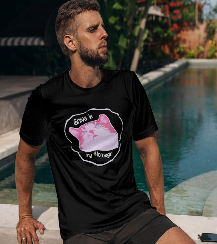 Shiva Is My Homegirl Pink Cat Face T-Shirt