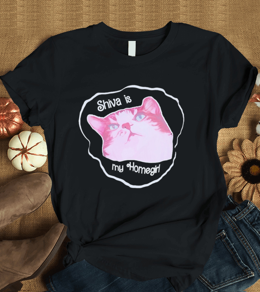 Shiva Is My Homegirl Pink Cat Face T-Shirt
