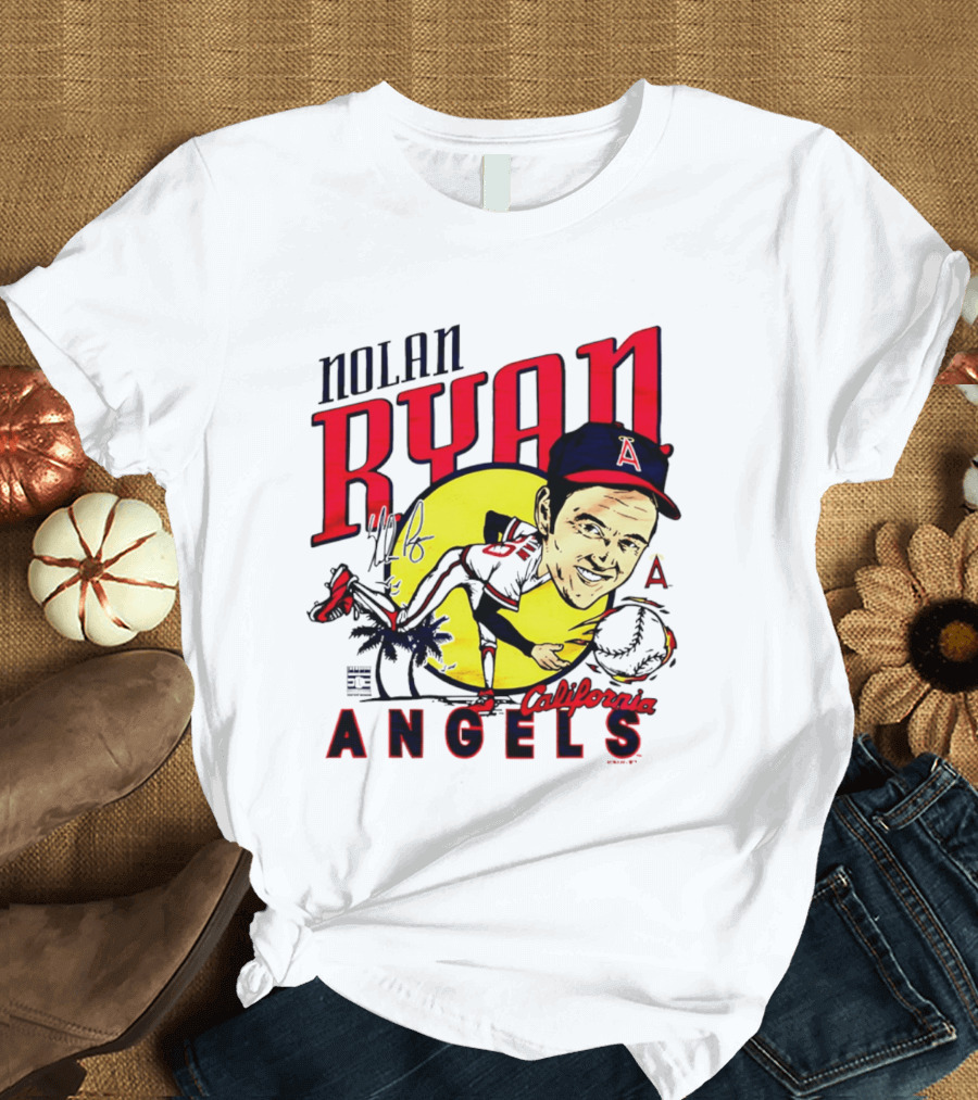 Nolan Ryan California Angels Caricature T-Shirt
