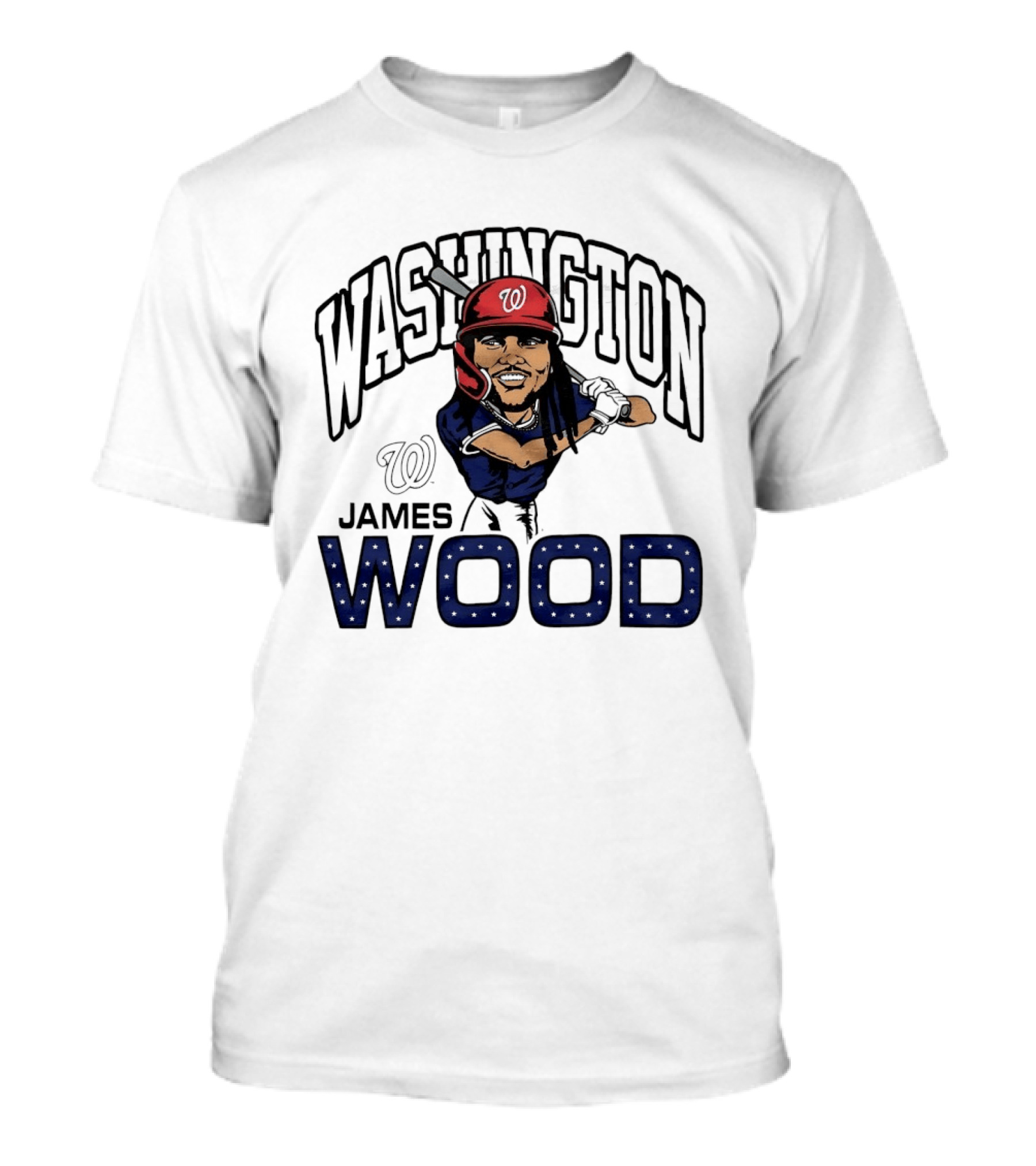 Washington Nationals James Wood MLB Baseball Caricature T-Shirt