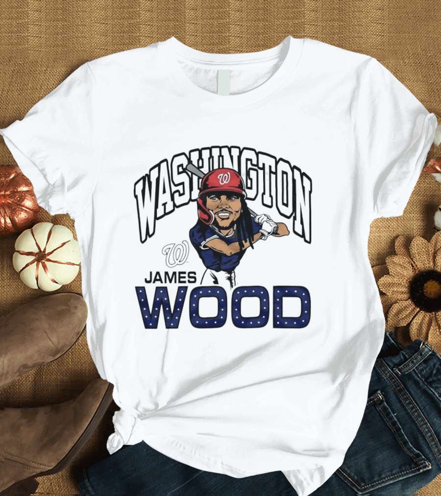 Washington Nationals James Wood MLB Baseball Caricature T-Shirt