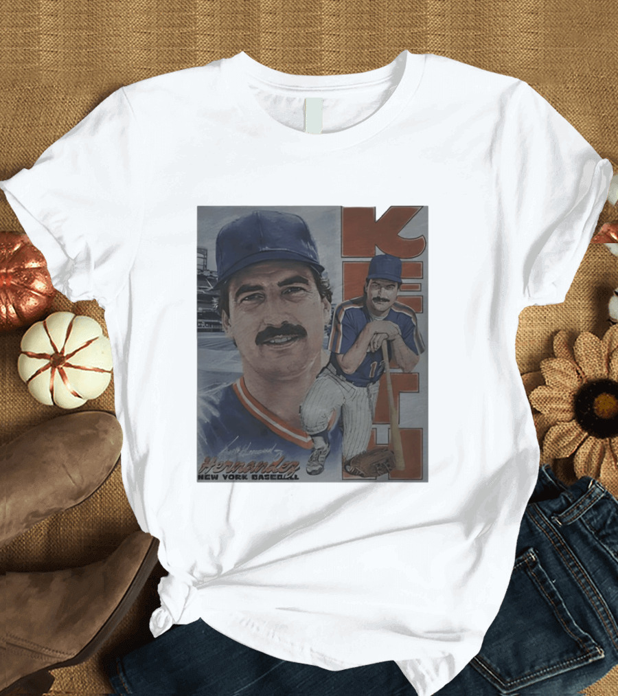 Keith Hernandez New York Baseball Mets Player Portrait With Bat T-Shirt
