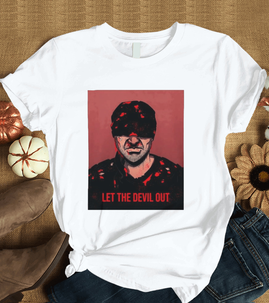 Daredevil Let The Devil Out Blindfolded Hero T-Shirt