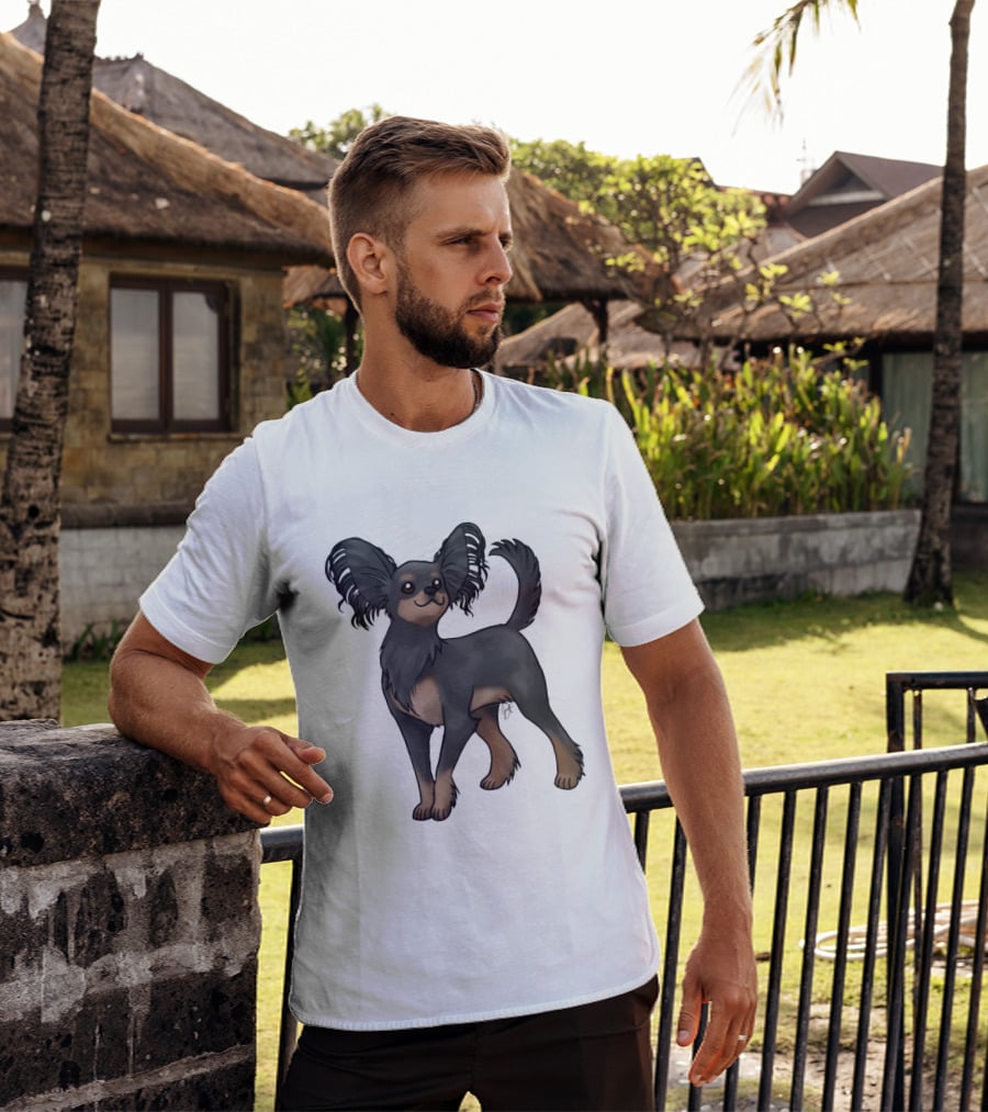 Russian Toy Dog Long Hair Black And Tan T-Shirt