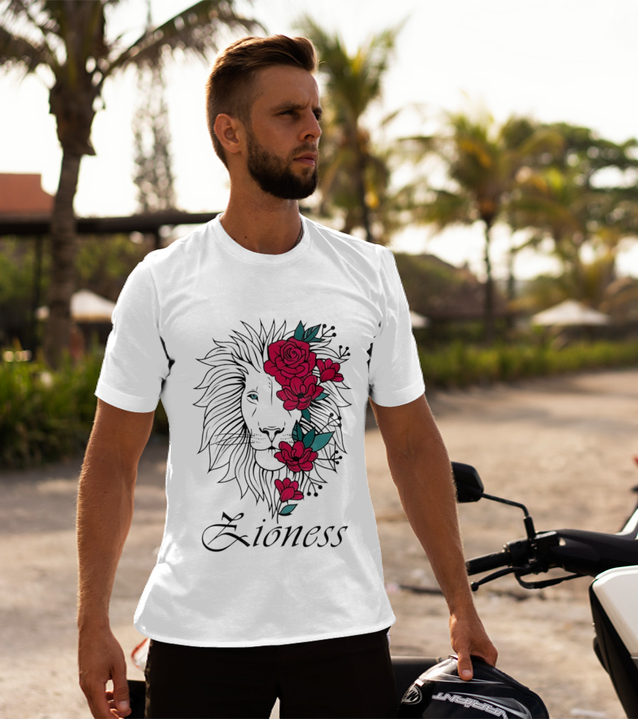 Lion Head Rose Lioness Zioness T-Shirt