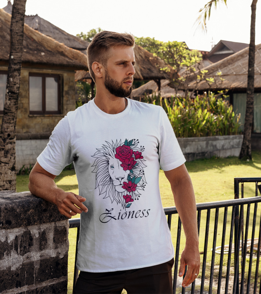 Lion Head Rose Lioness Zioness T-Shirt