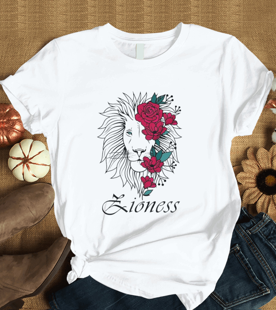Lion Head Rose Lioness Zioness T-Shirt