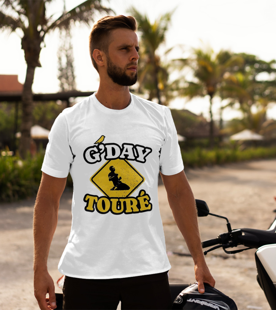 G'Day Toure Yellow Sign Kneeling Silhouette Bird T-Shirt