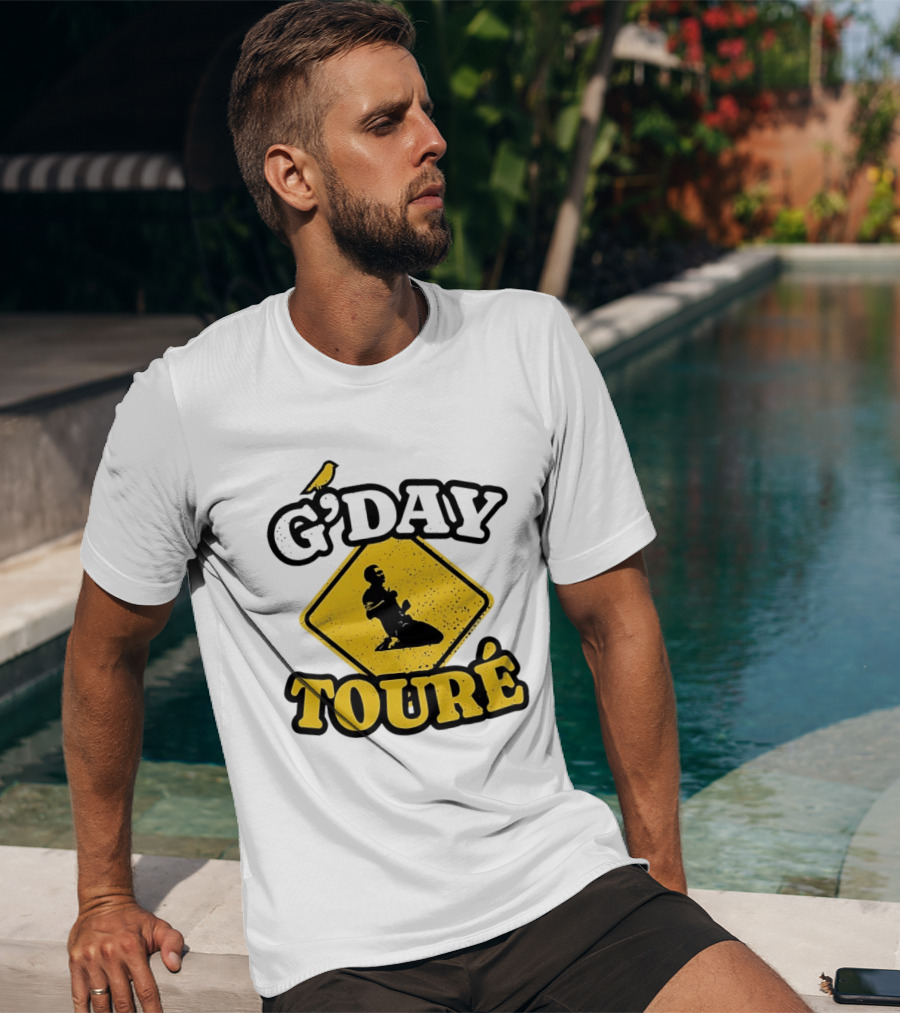 G'Day Toure Yellow Sign Kneeling Silhouette Bird T-Shirt