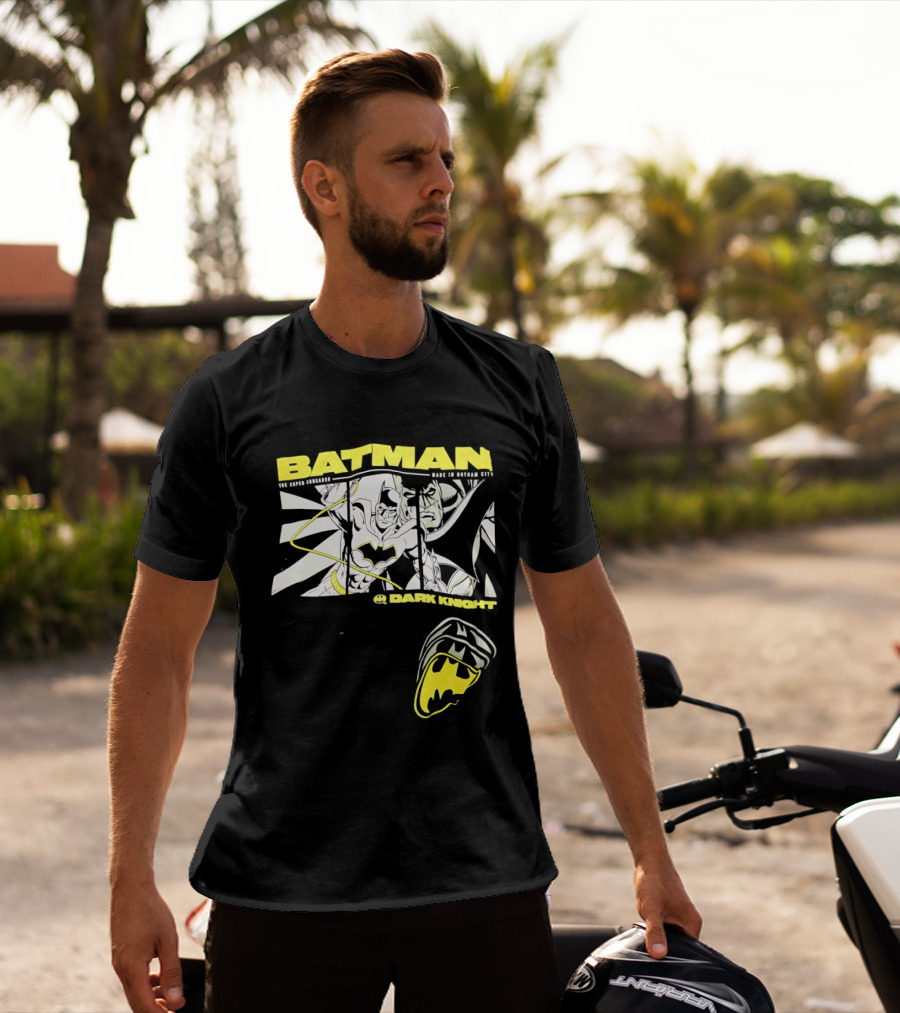 Batman Dark Knight Yellow Caped Crusader Montage T-Shirt