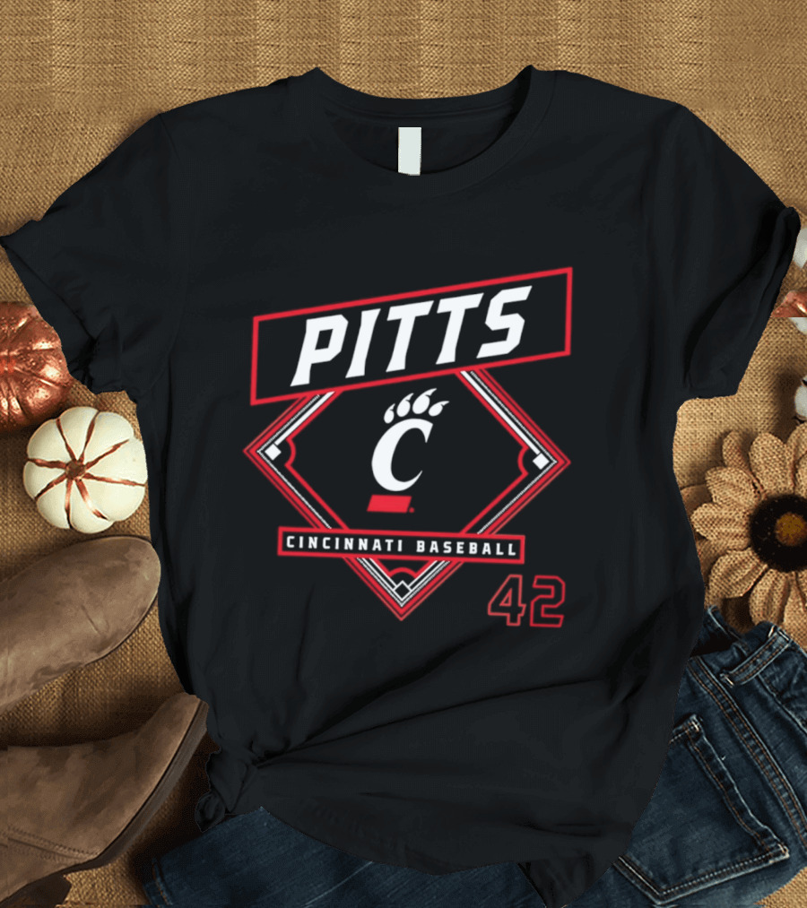 Pitts Cincinnati Baseball 42 Bearcats 2026 T-Shirt