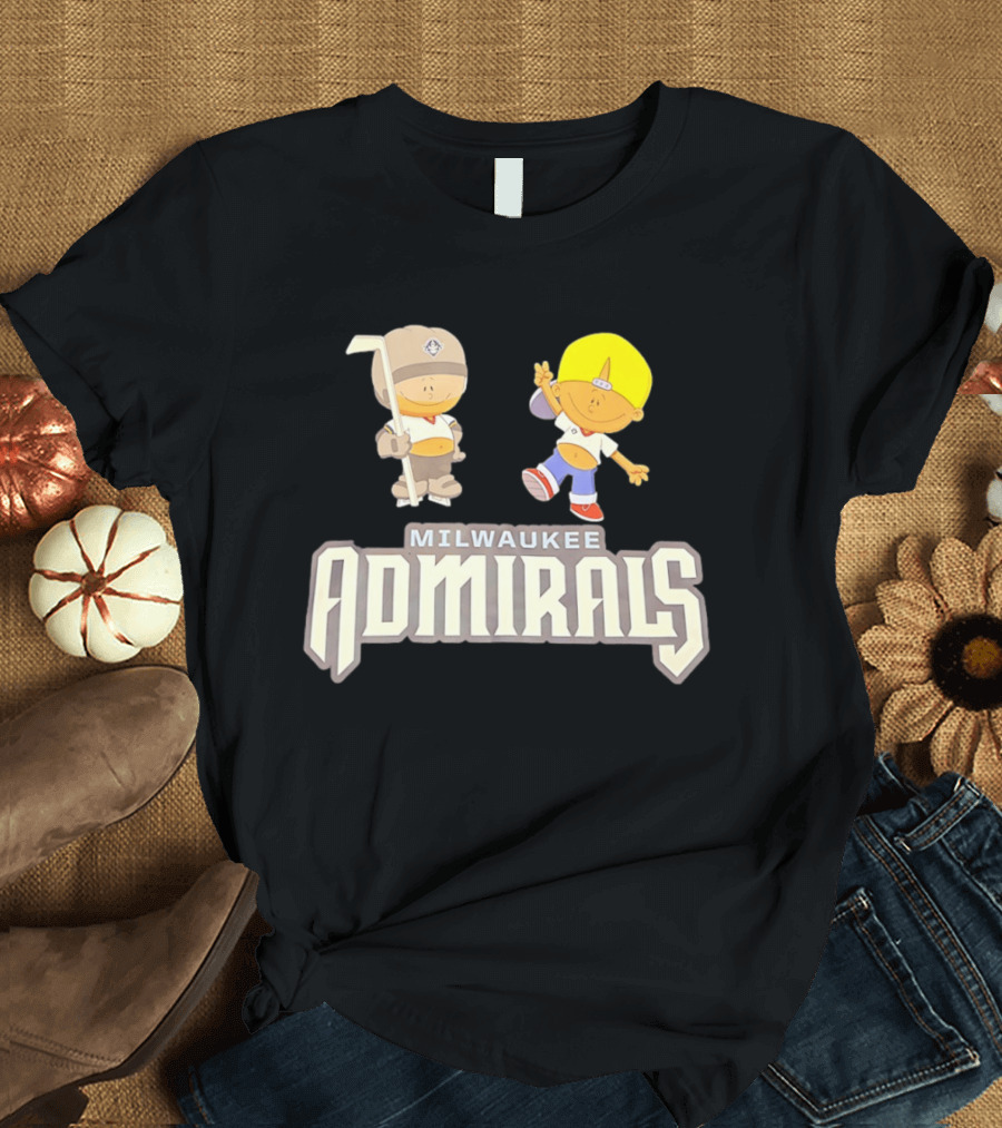 Milwaukee Admirals Cartoon Characters Hockey Kids T-Shirt