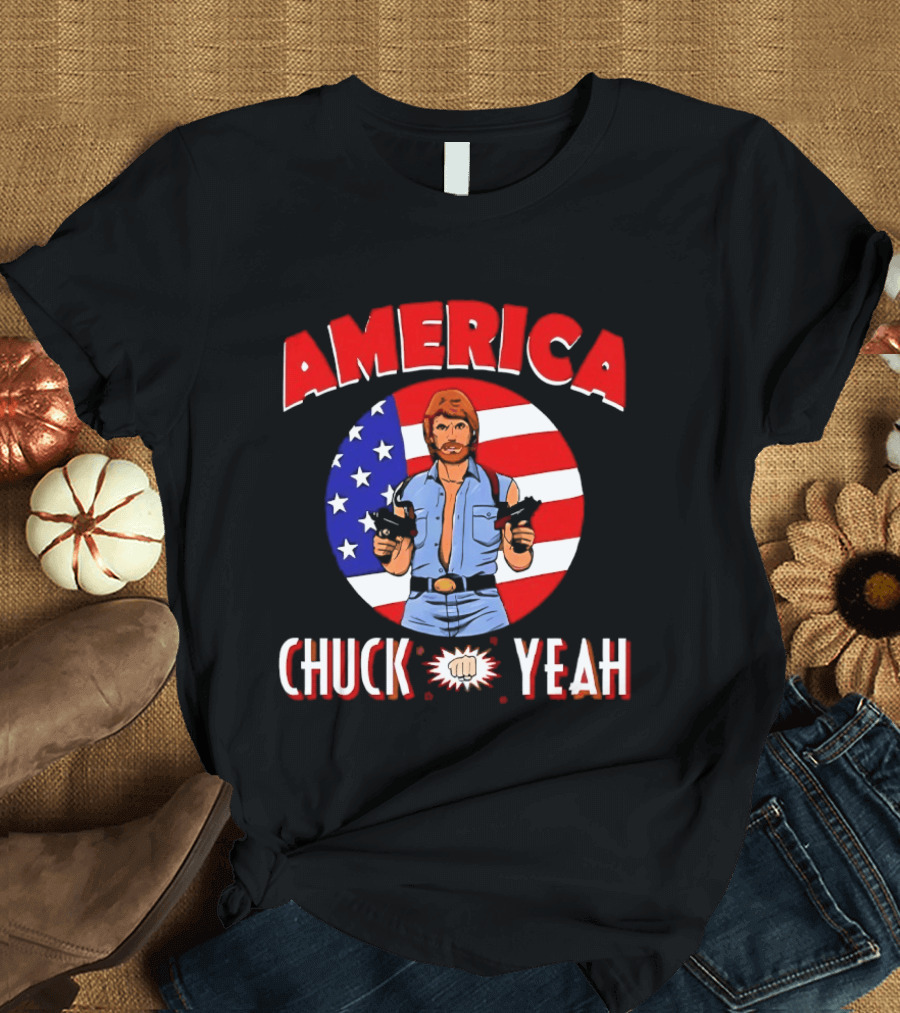 America Chuck Yeah Chuck Norris USA Flag T-Shirt