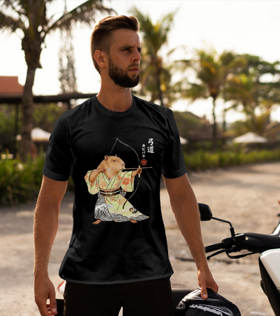 Capybara Kyudo Samurai Archery Japanese Animal T-Shirt