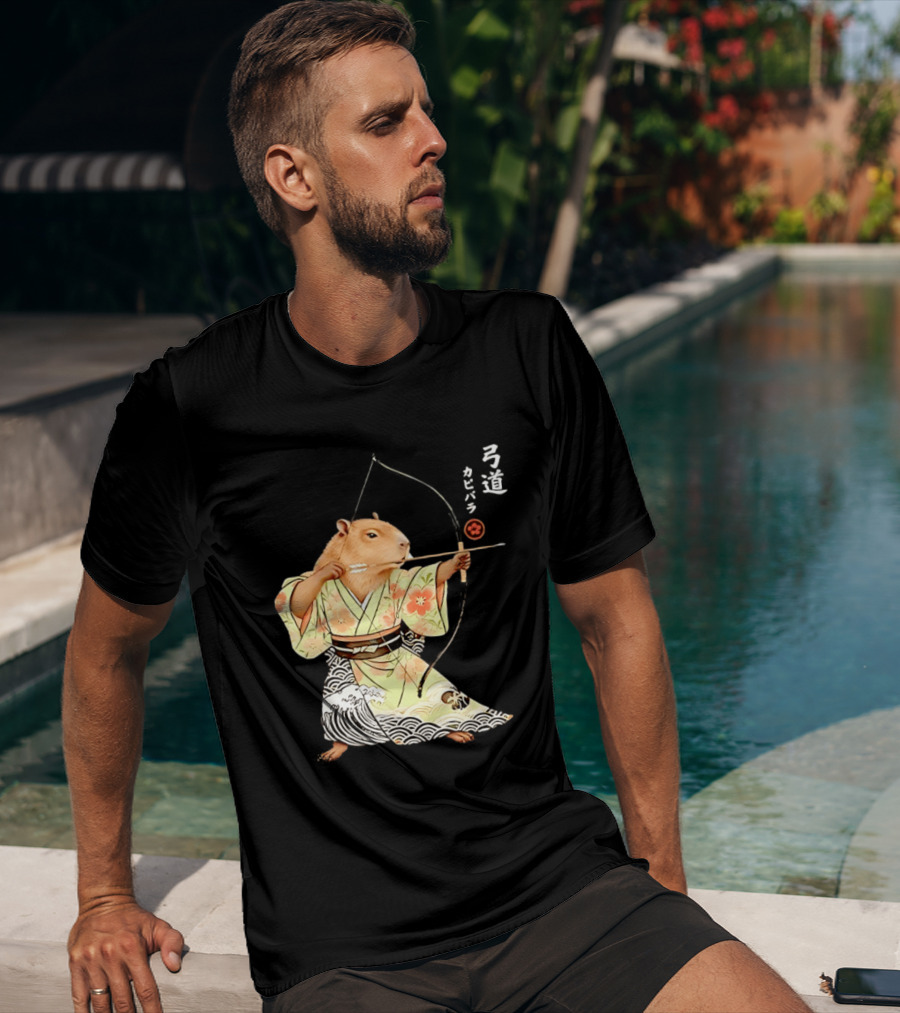 Capybara Kyudo Samurai Archery Japanese Animal T-Shirt