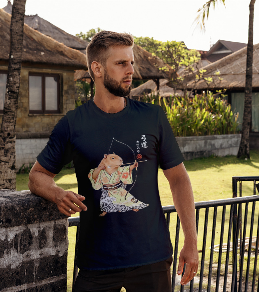Capybara Kyudo Samurai Archery Japanese Animal T-Shirt