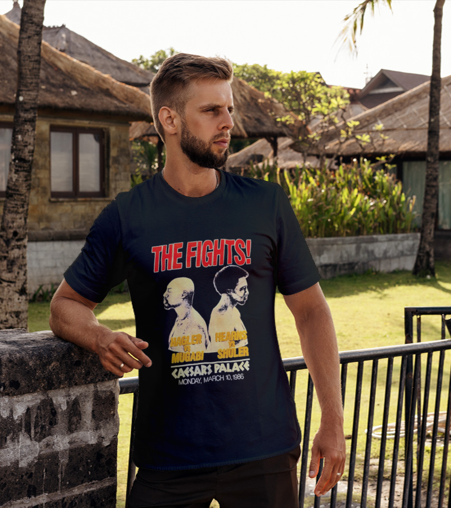 The Fights Hagler Vs Abi Hearns Vs Shuler Caesars Palace 1986 T-Shirt