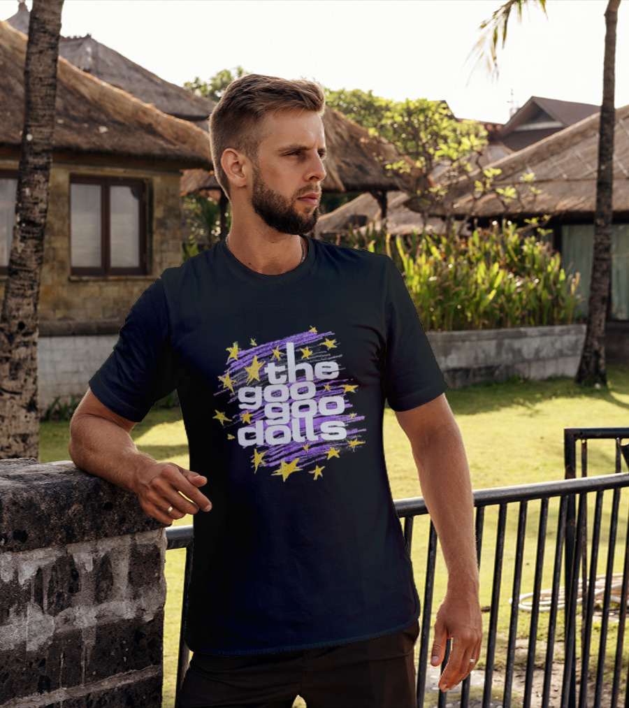 The Goo Goo Dolls Purple And Yellow Stars Brushstroke T-Shirt
