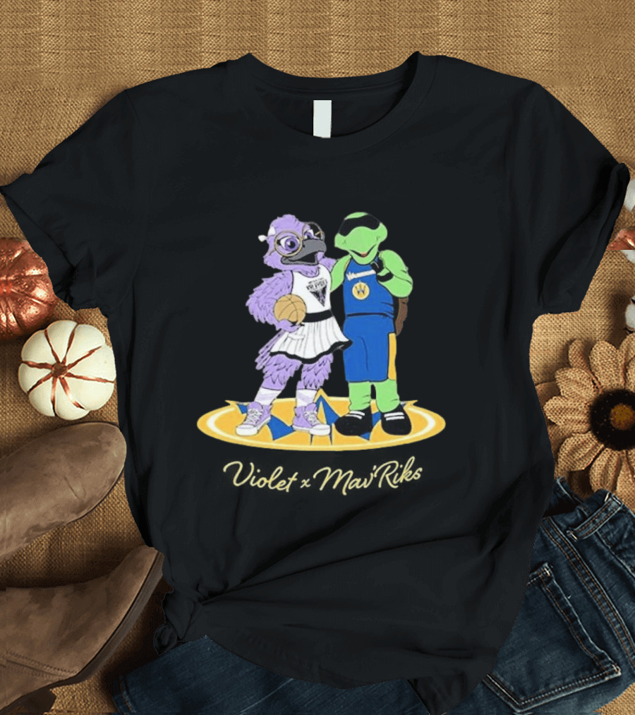 Violet Mavericks Giveaway 2026 Basketball Bird And Turtle Mascots T-Shirt