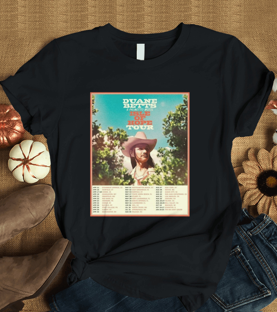 Duane Betts Palmetto Motel Isle Of Hope Tour Dates 2026 T-Shirt