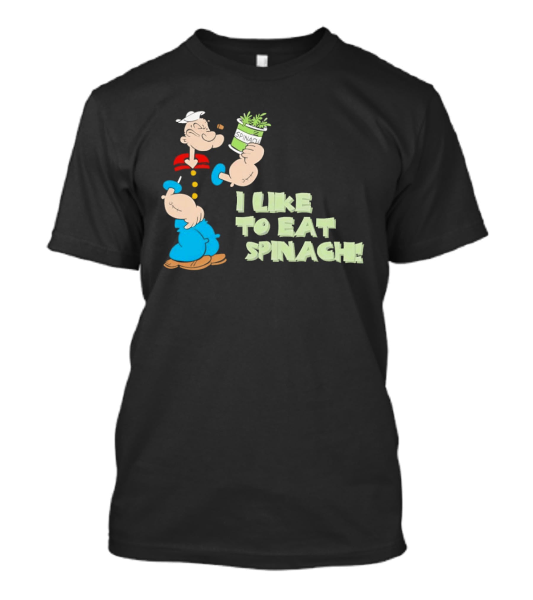 Popeye I Like To Eat Spinach Cartoon Character Eating Vegetables T-Shirt