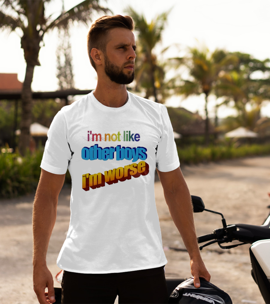 I'm Not Like Other Boys I'm Worse Retro Rainbow T-Shirt