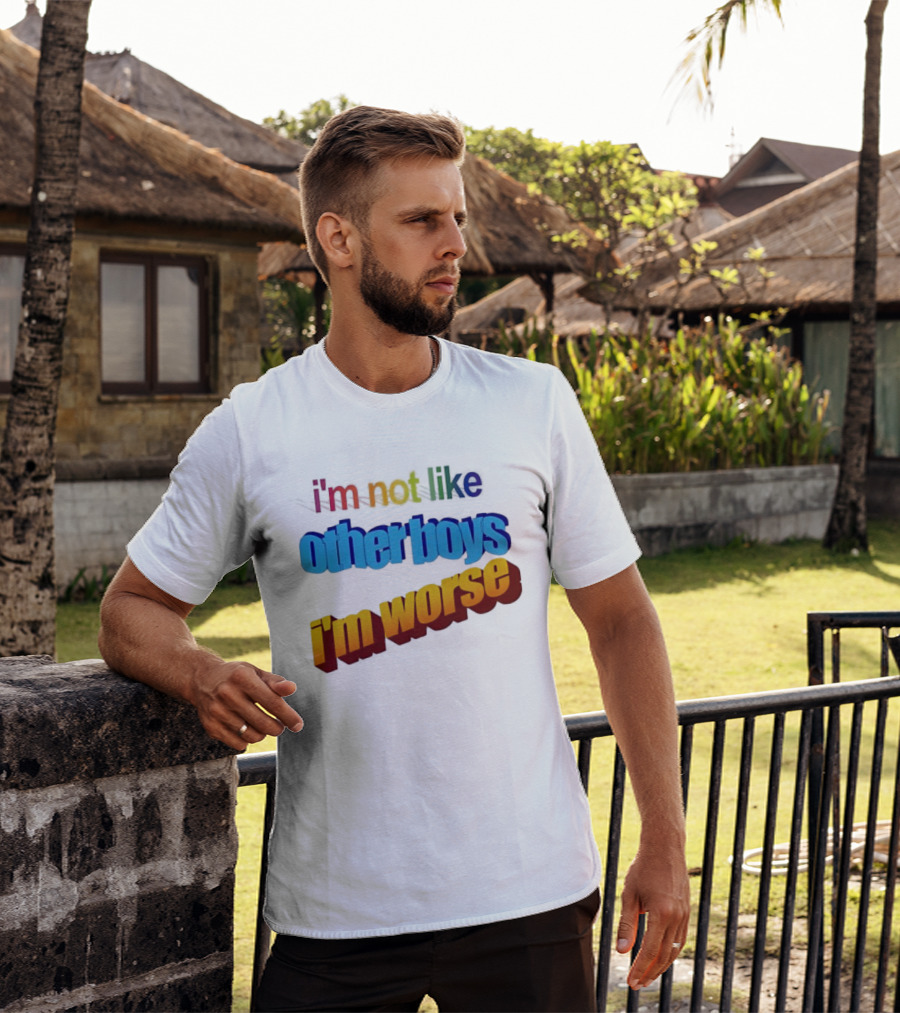 I'm Not Like Other Boys I'm Worse Retro Rainbow T-Shirt