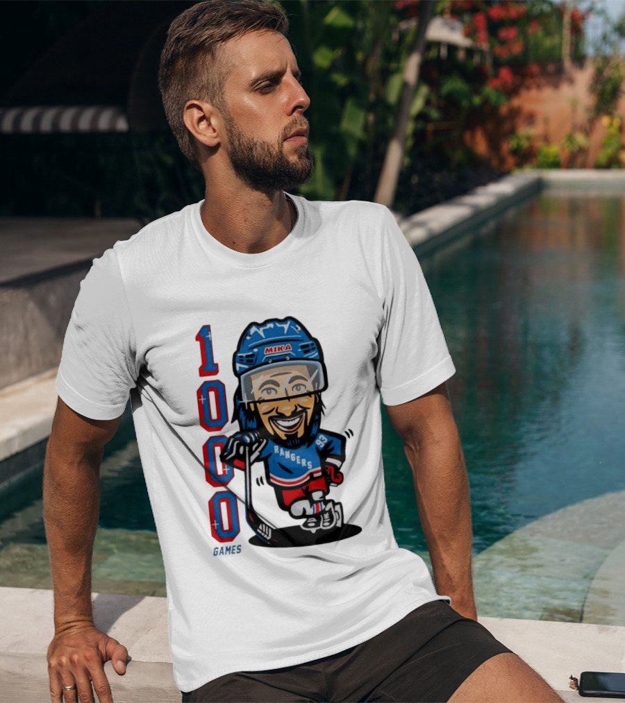 Mika Rangers 93 Hockey Player 1000 Games Celebration T-Shirt