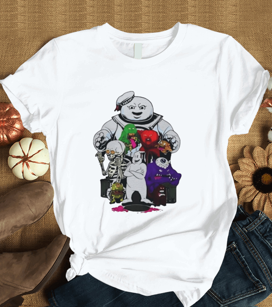 Stay Puft Marshmallow Man Ghostbusters Monster Group Characters T-Shirt